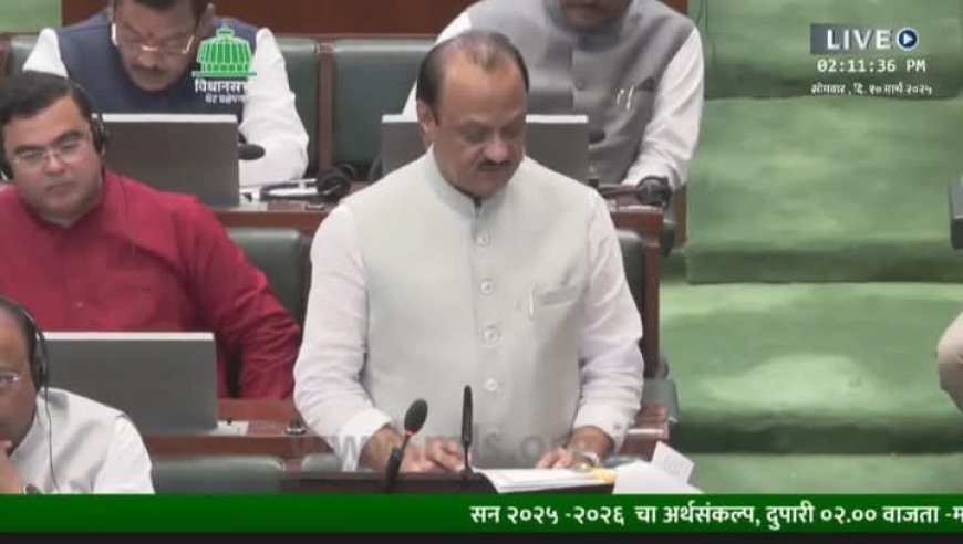 राज्याचे उपमुख्यमंत्री तथा वित्त व नियोजन मंत्री अजित पवार अर्थसंकल्प सादर करीत आहेत